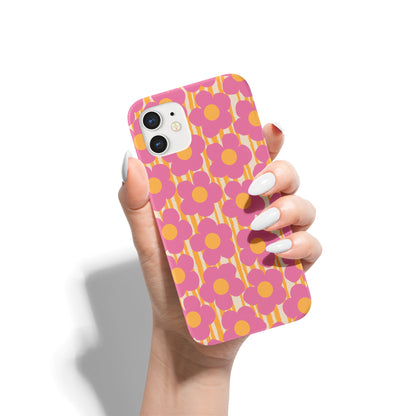 Pink Retro 50s Flower Pattern iPhone Case