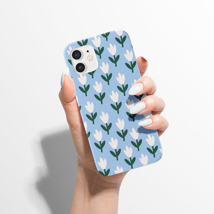 Blue Tulips Pattern iPhone Case