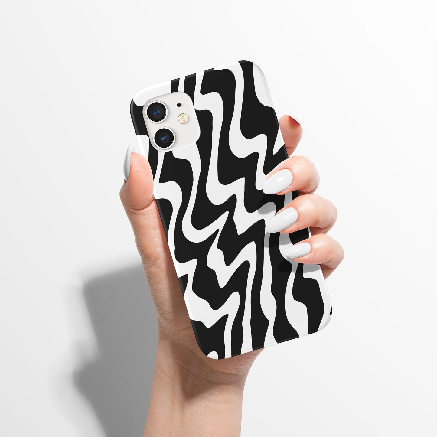 Retro Liquid Swirl Abstract in Black and White iPhone Case