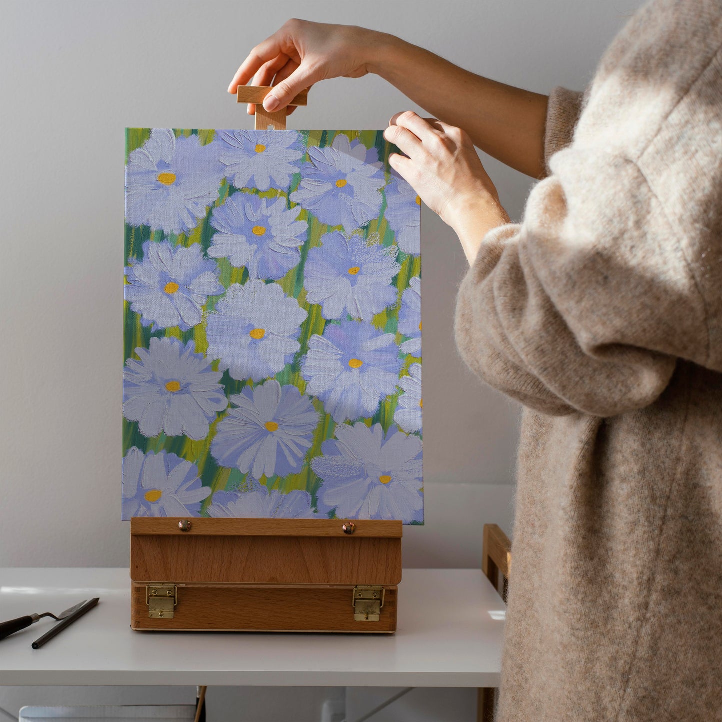 Painted Cute Flowers Canvas Print