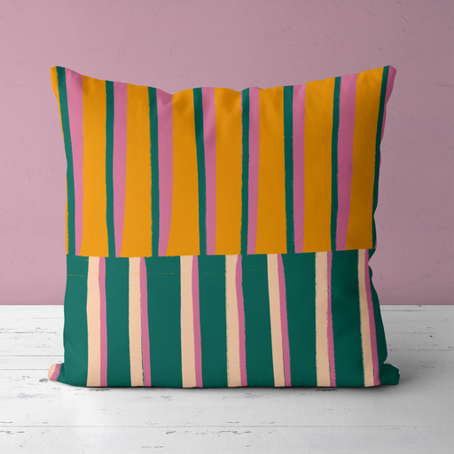 Retro Colorful Happy Striped Throw Pillow