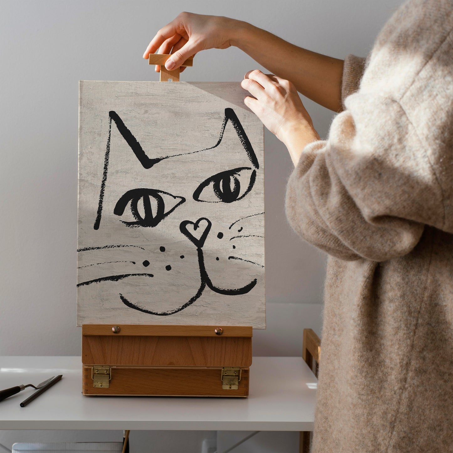 Cute Black Cat Canvas Print