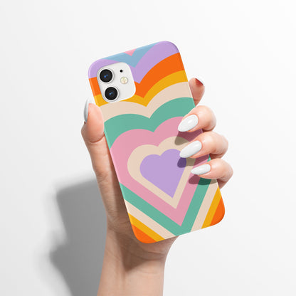Colorful Groovy Heart 60s iPhone Case