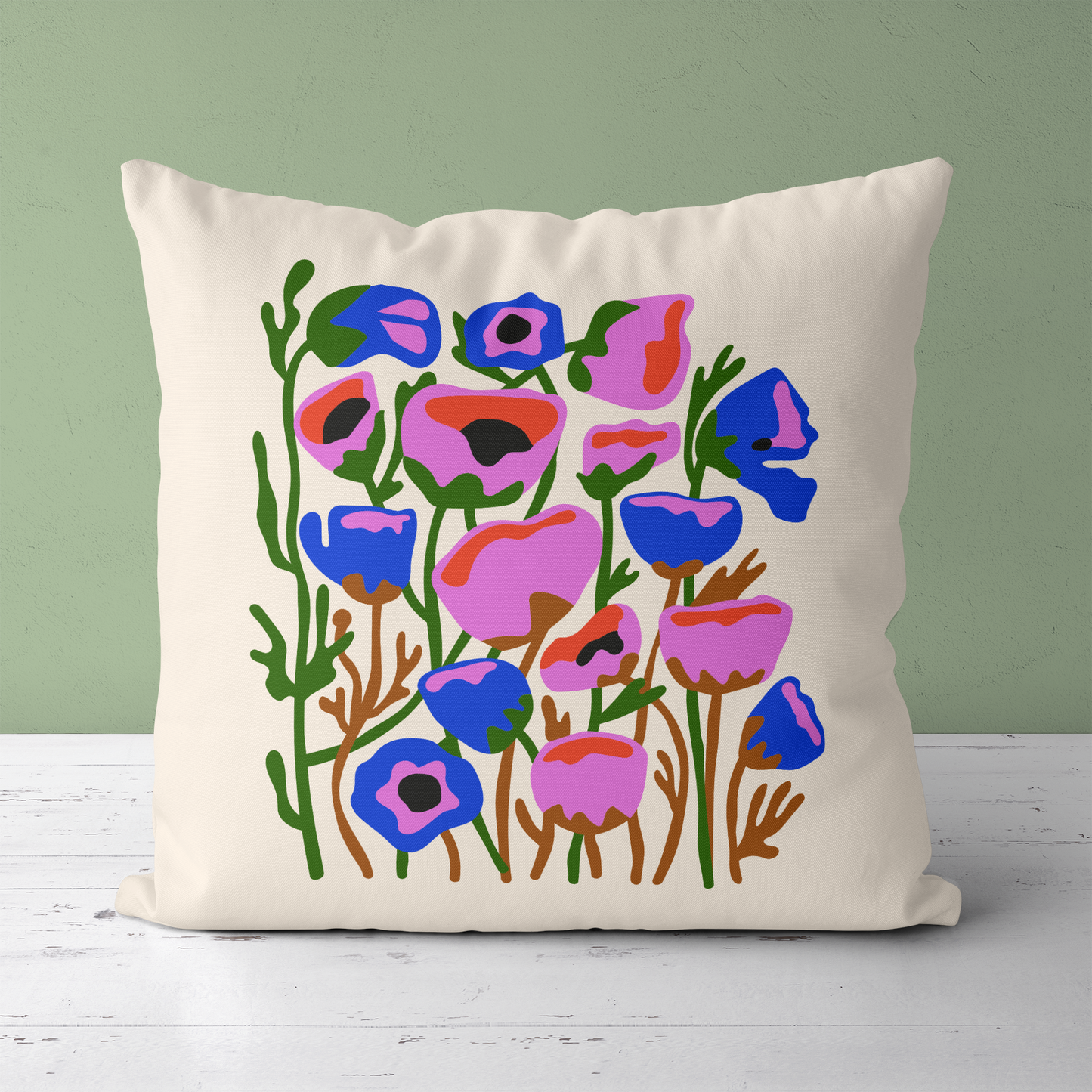 Pop Art Flowers Throw Pillow