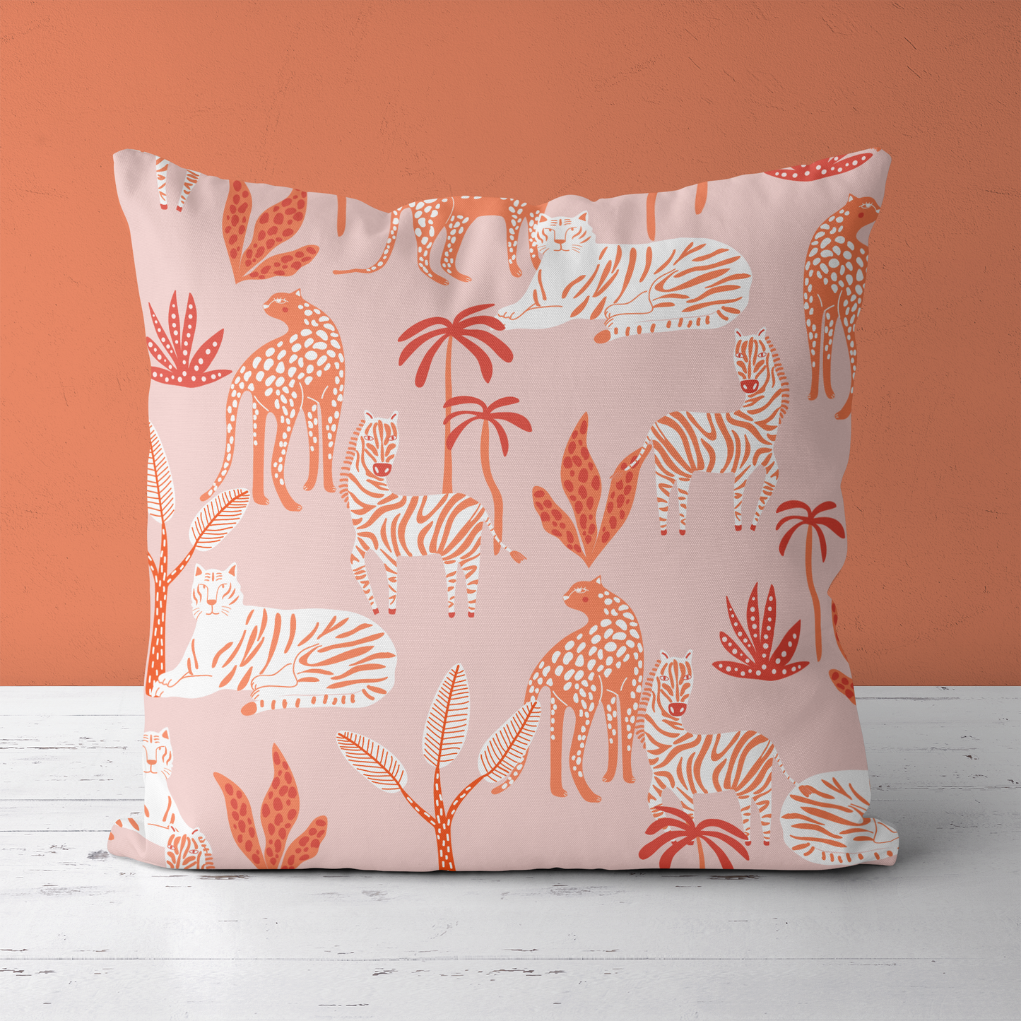 Pink Wildlife Artistic Throw Pillow