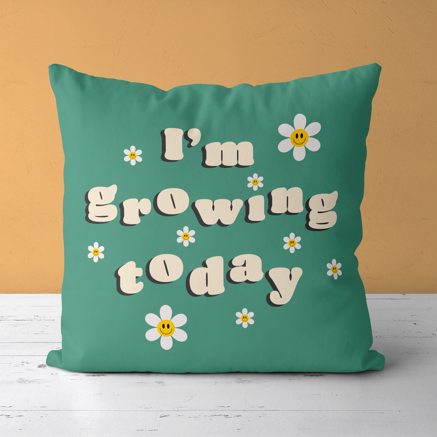 I'm Growing Today Green Retro Throw Pillow