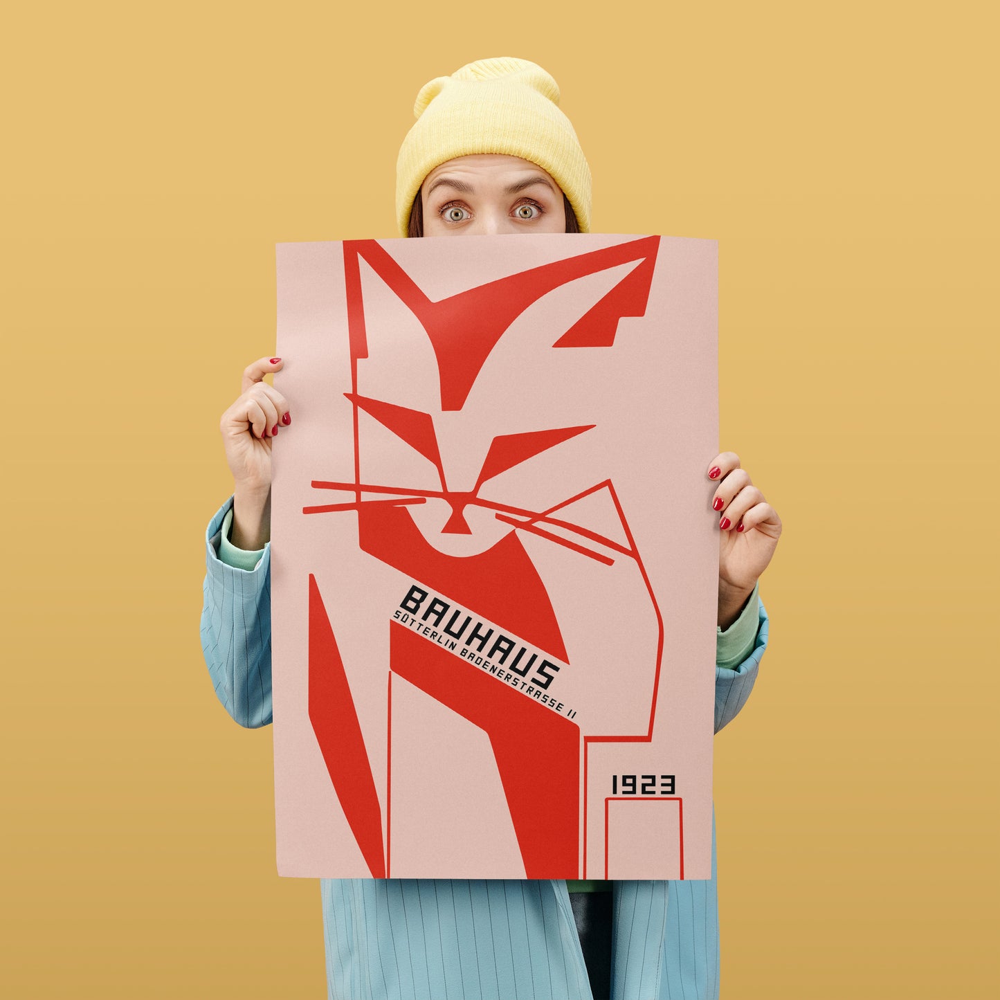 Red Cat Bauhaus Poster