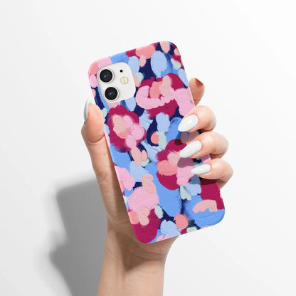 Painted Blue Abstract Floral iPhone Case