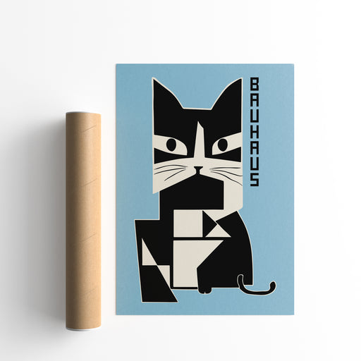 Bauhaus Cat Blue Poster