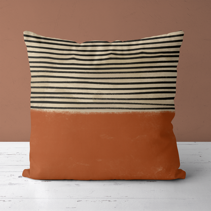 Orange Mid Century Retro Throw Pillow