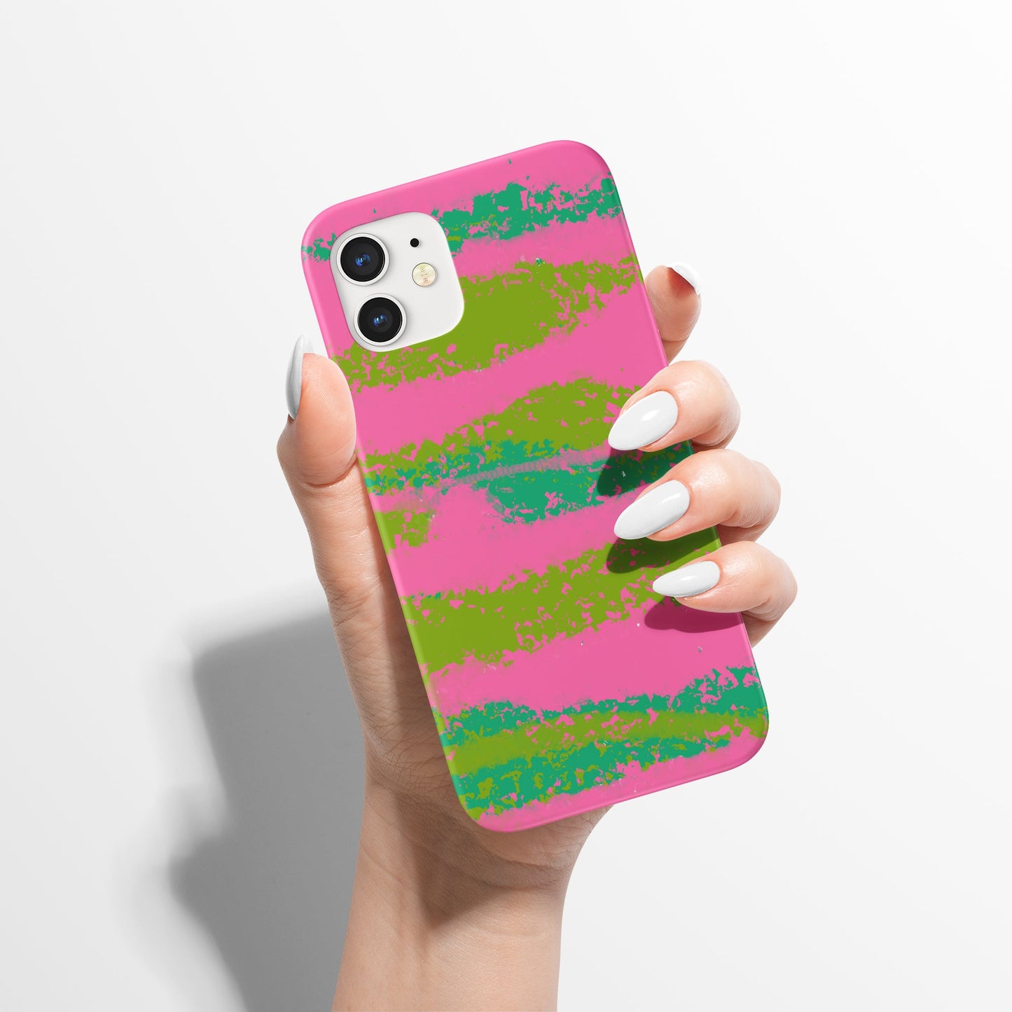 Pink Green Abstract Pattern iPhone Case