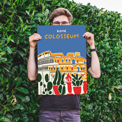 Rome, Colosseum Colorful Travel Poster