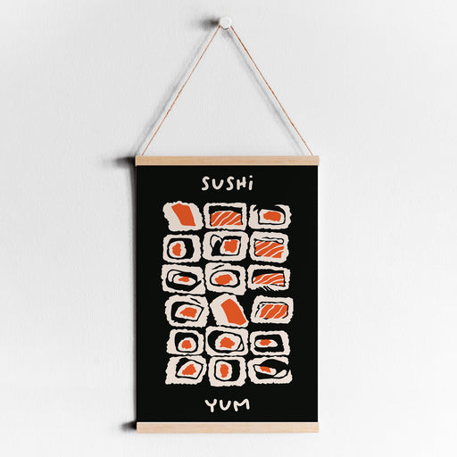 Black Sushi Japanese Food Poster