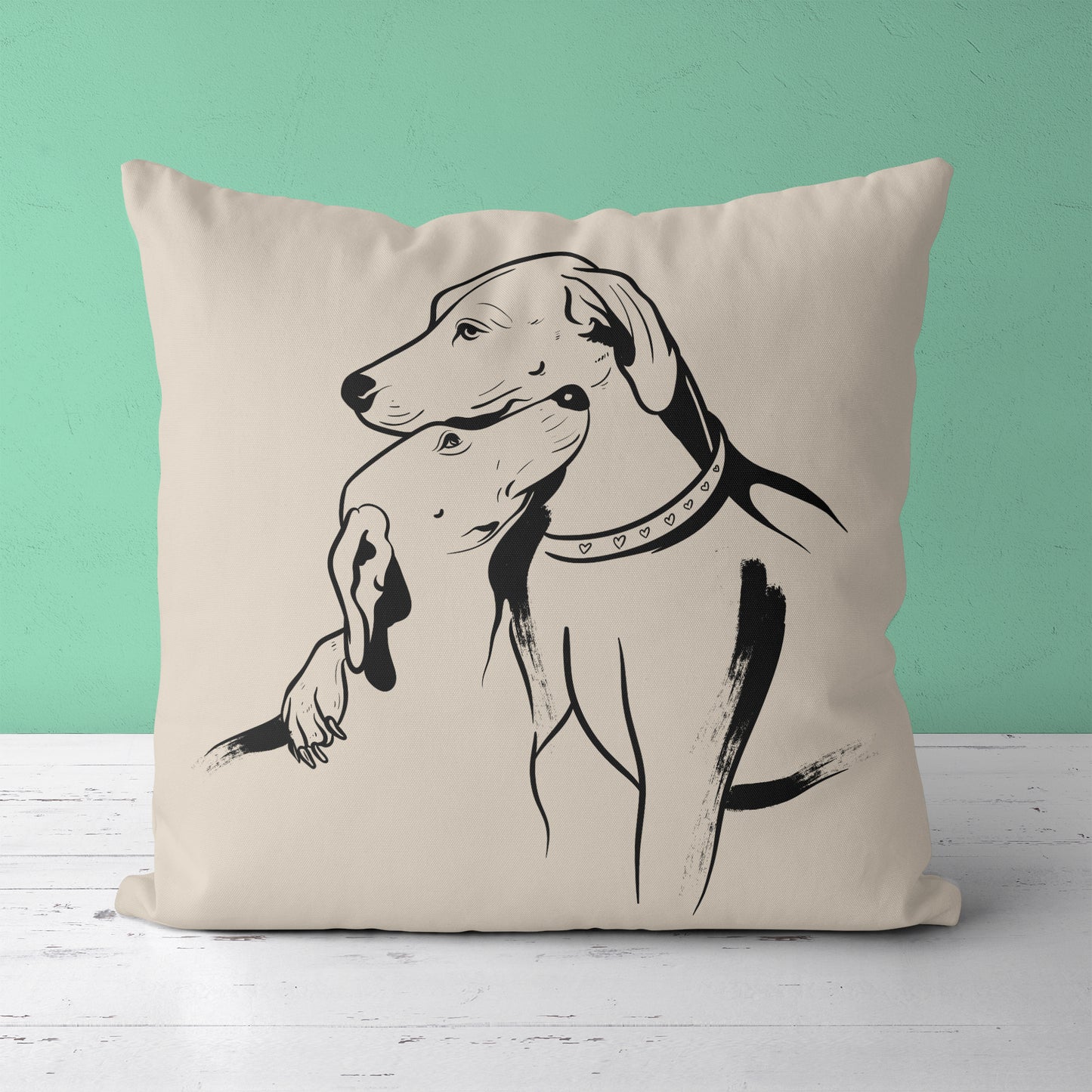 Handdrawn Dogs, Dog Lover Gift Throw Pillow