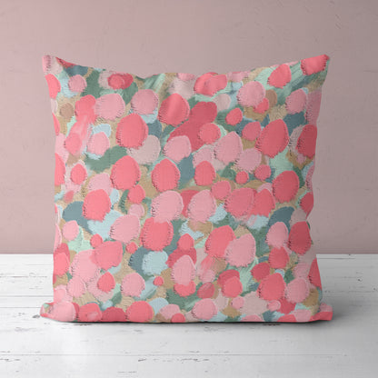 Pink Acrylic Abstract Painting Throw Pillow