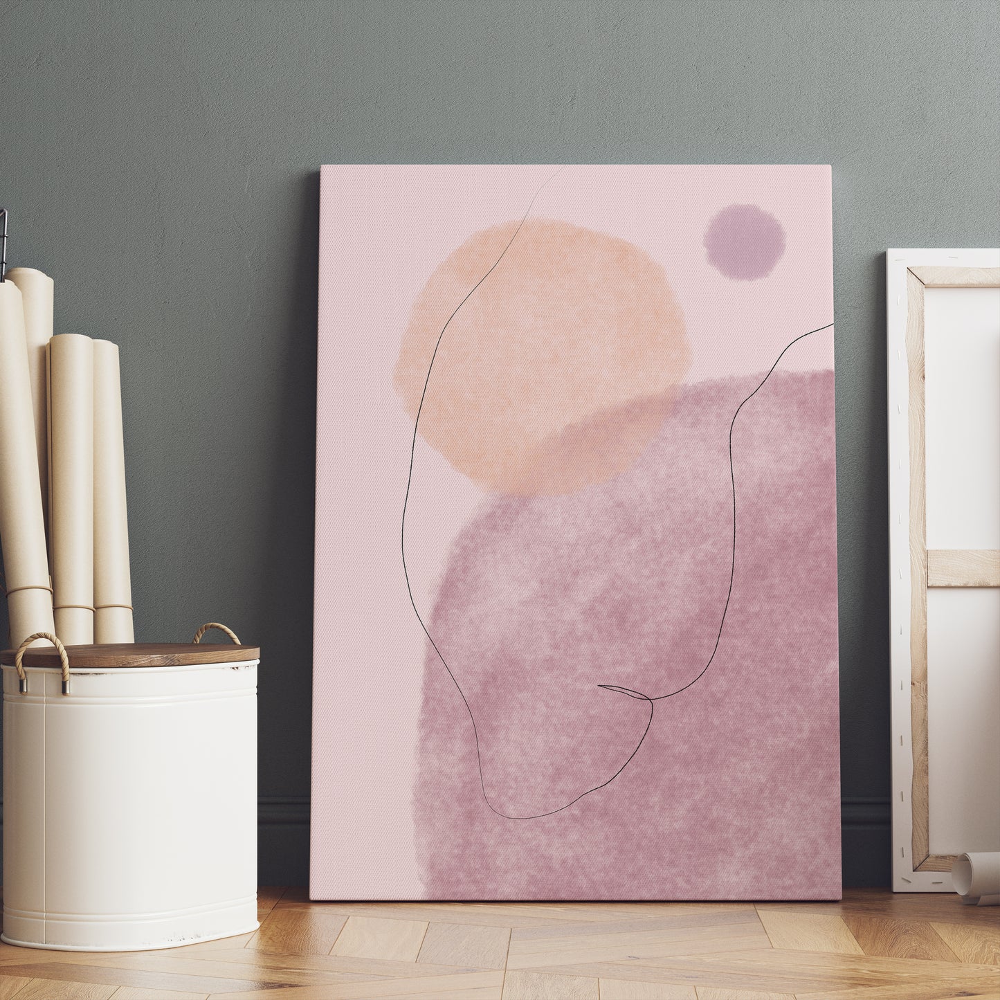 Pastel Pink Abstract Print on Canvas