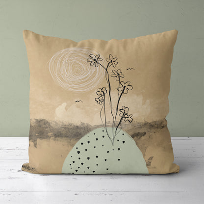 Throw Pillow with Hand painted Illustration