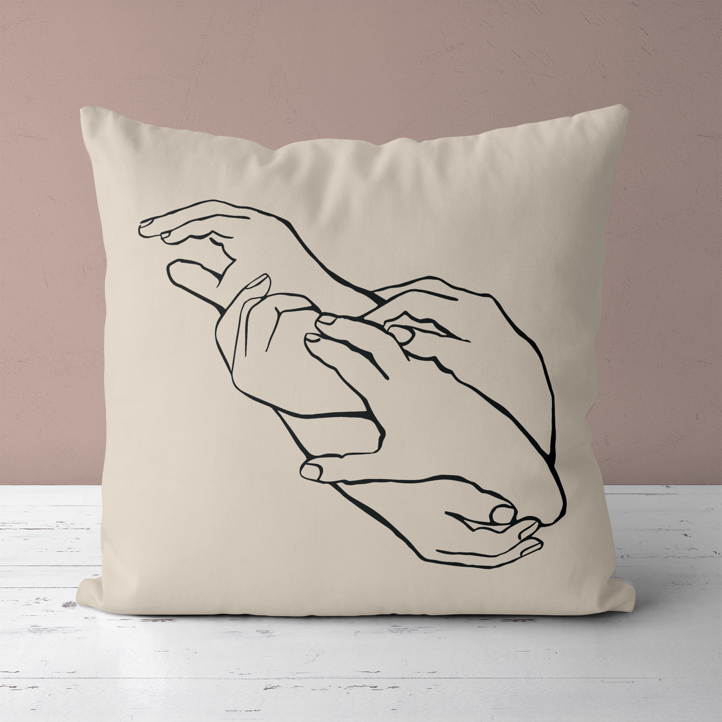 Hands Line Art Throw Pillow