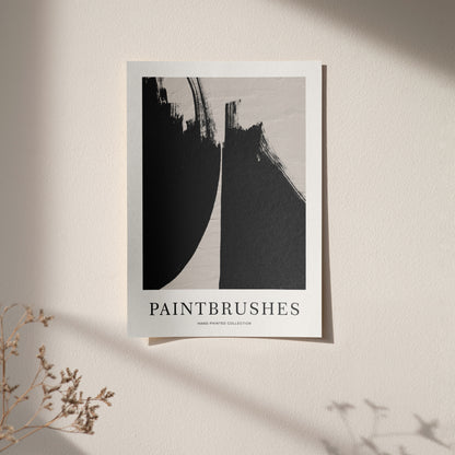 Black Modern Paintbrushes Poster