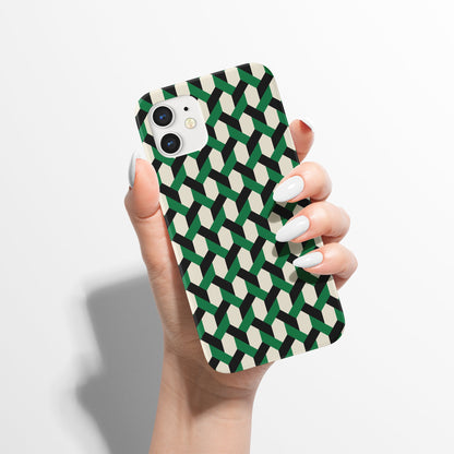 Retro Bauhaus Green Pattern iPhone Case
