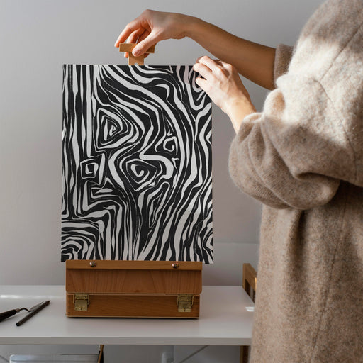 Black&White Abstract Lines Canvas Print