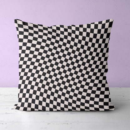 Black&White Twisted Checkboard Throw Pillow