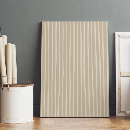 Beige Minimalist Striped Wall Art Canvas Print