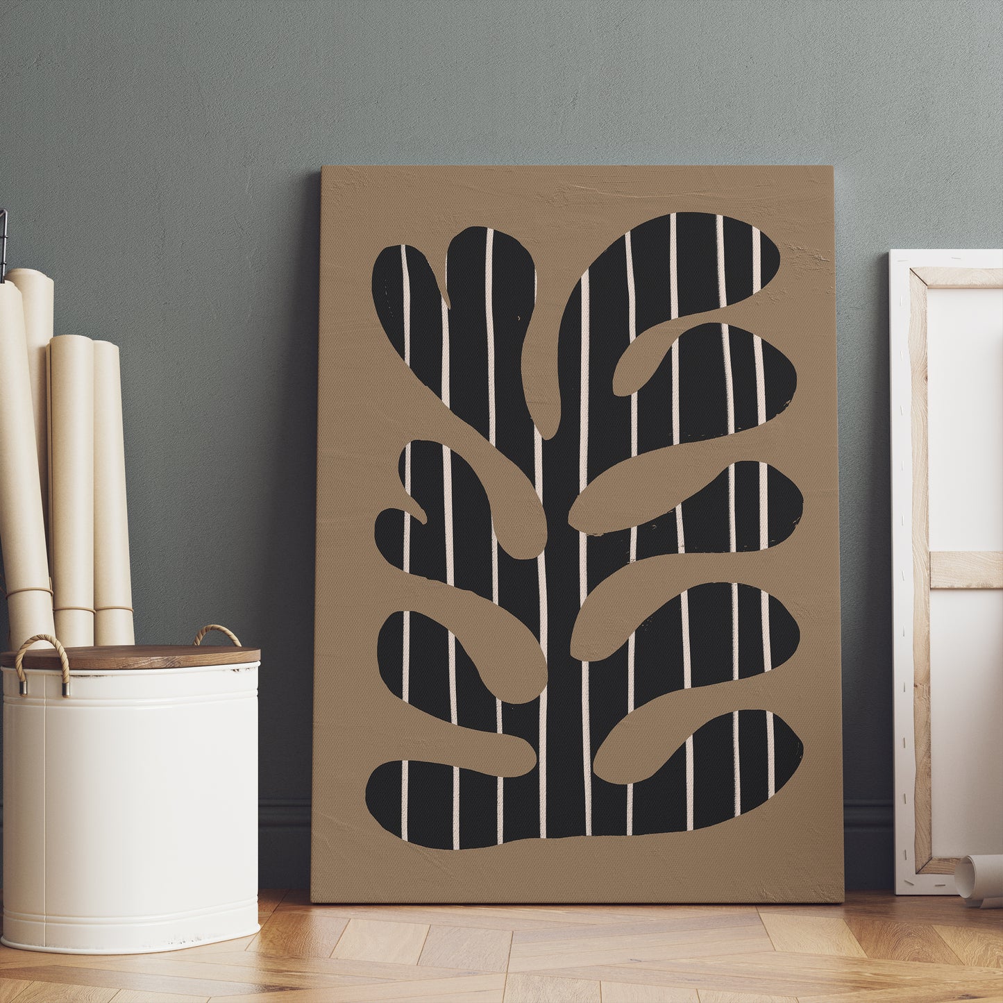 Beige Boho Leaf Canvas Print