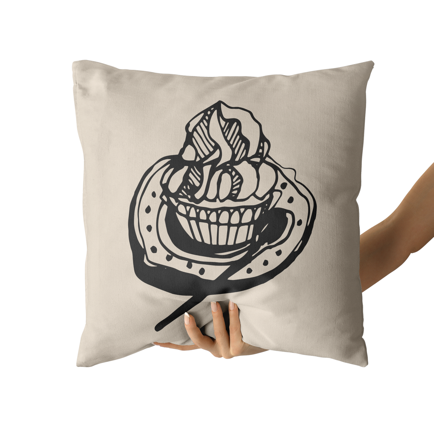 Hand Painted Cupcake, Bakery Decor Throw Pillow