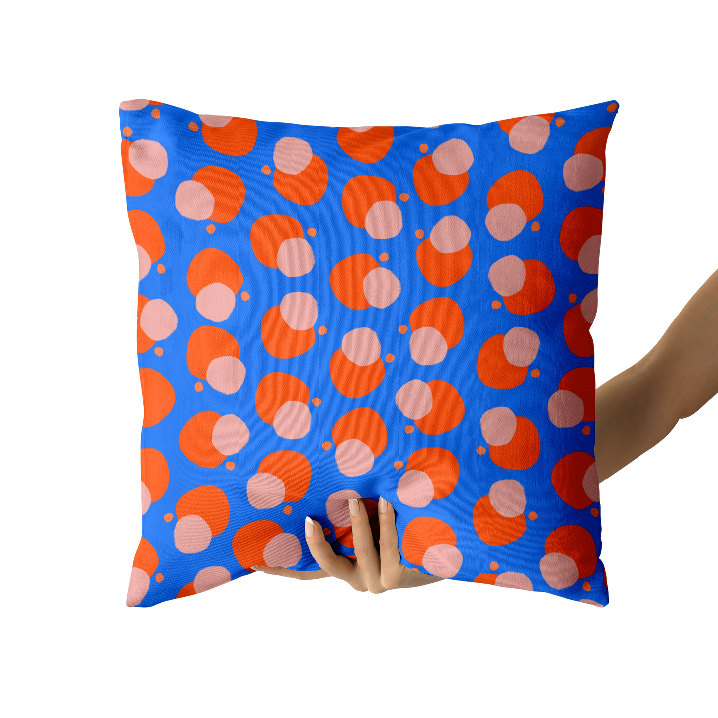 Modern Blue Mid Century Modern Dots Throw Pillow