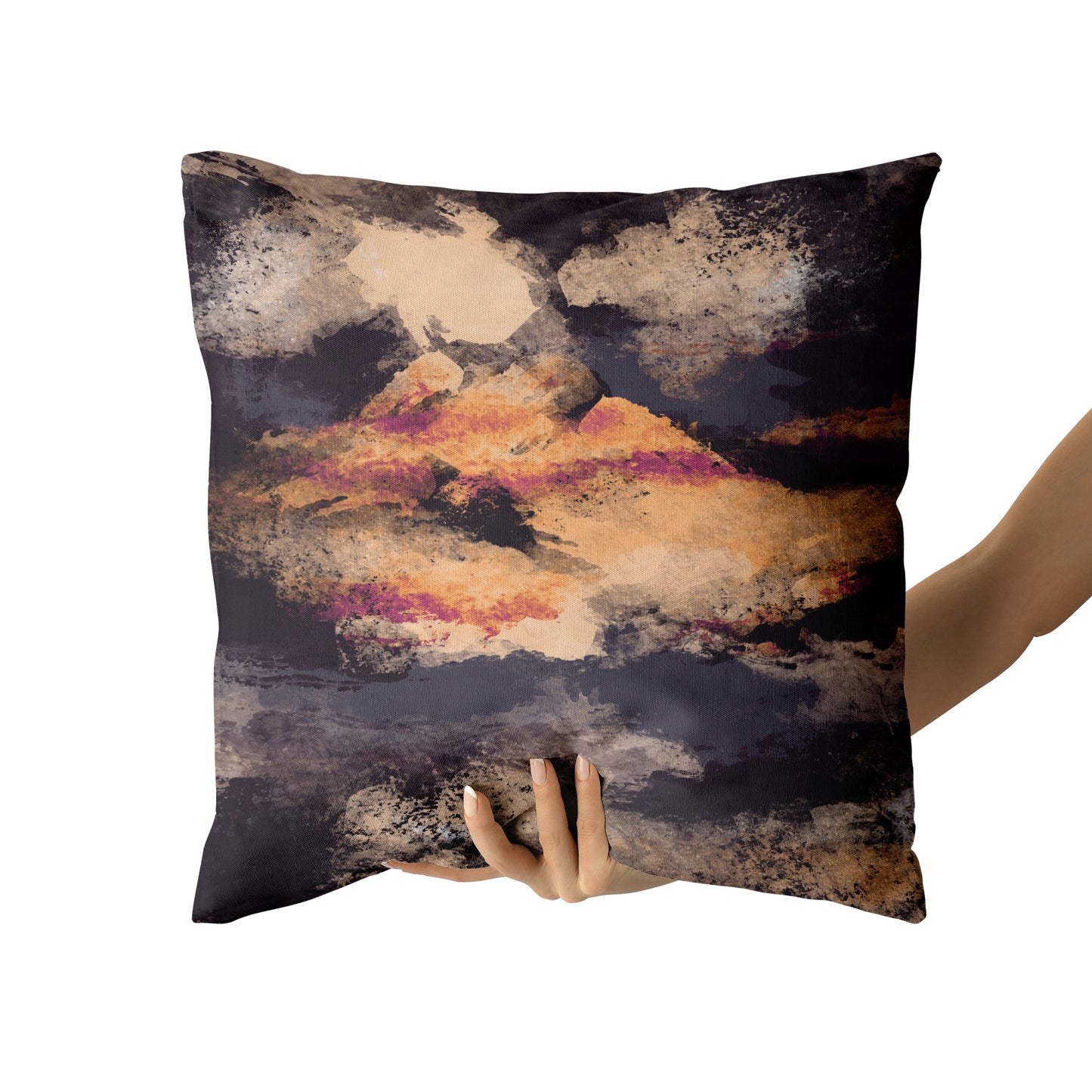 Sunset on the Beach Abstract Painting Art Throw Pillow