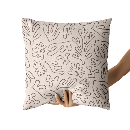 Beige Botanical Leaves Throw Pillow