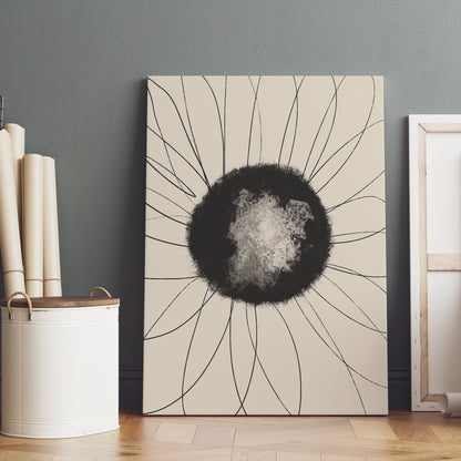 Black Abstract Flower Canvas Print