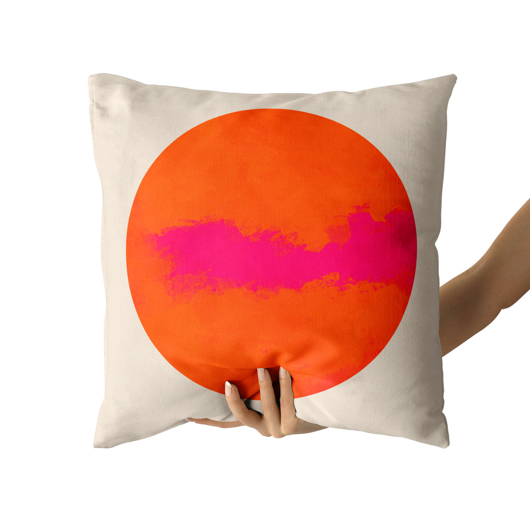 Orange Colorful Sun Throw Pillow