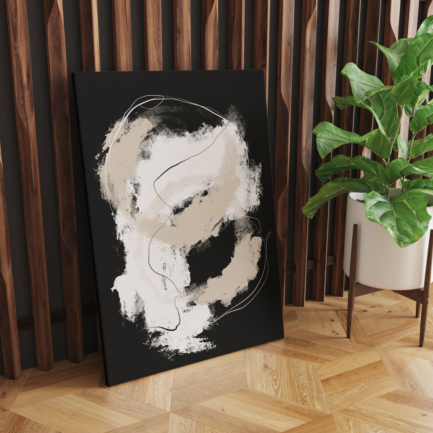 Black Brushstrokes Painting Canvas Print