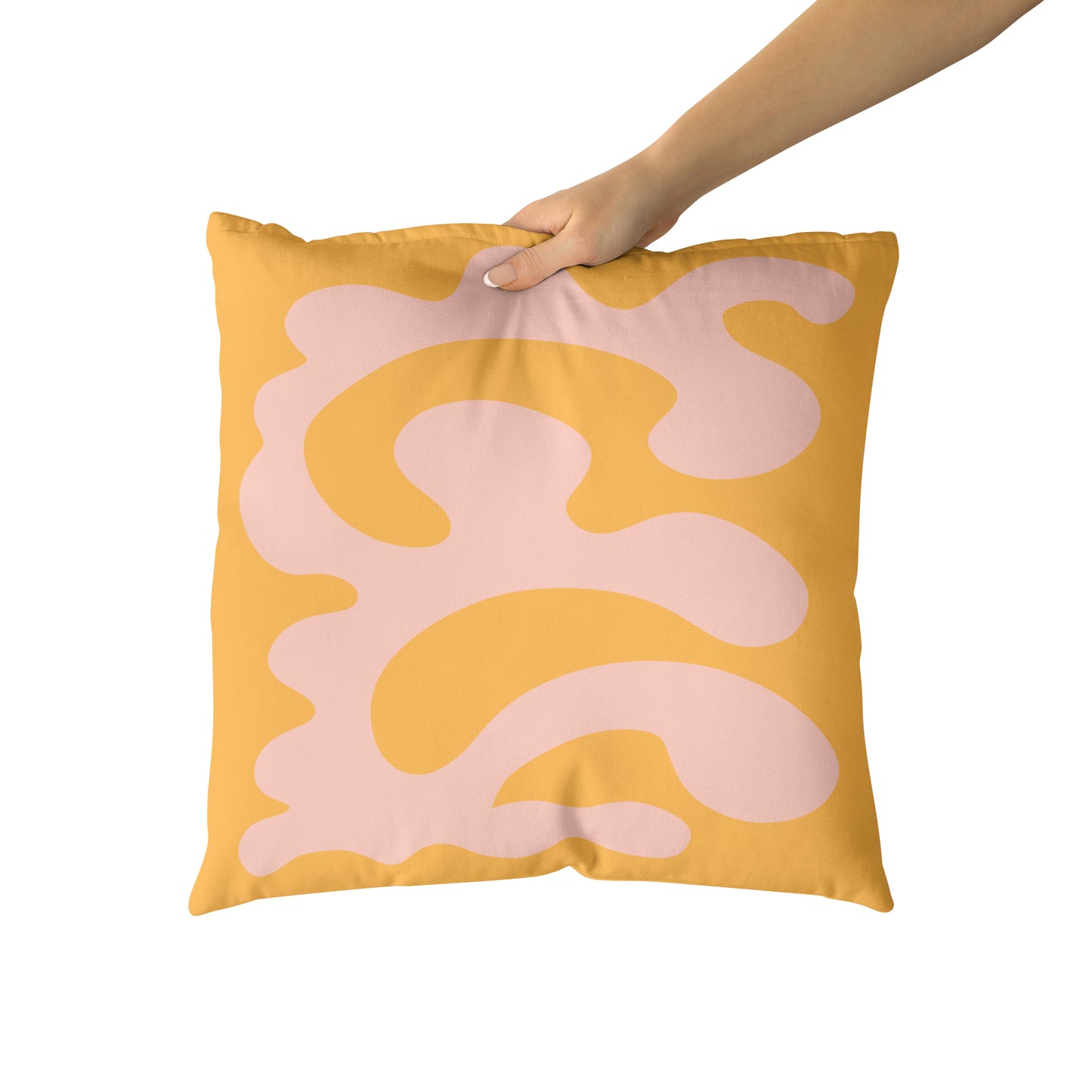 Yellow Throw Pillow with Abstract Shapes