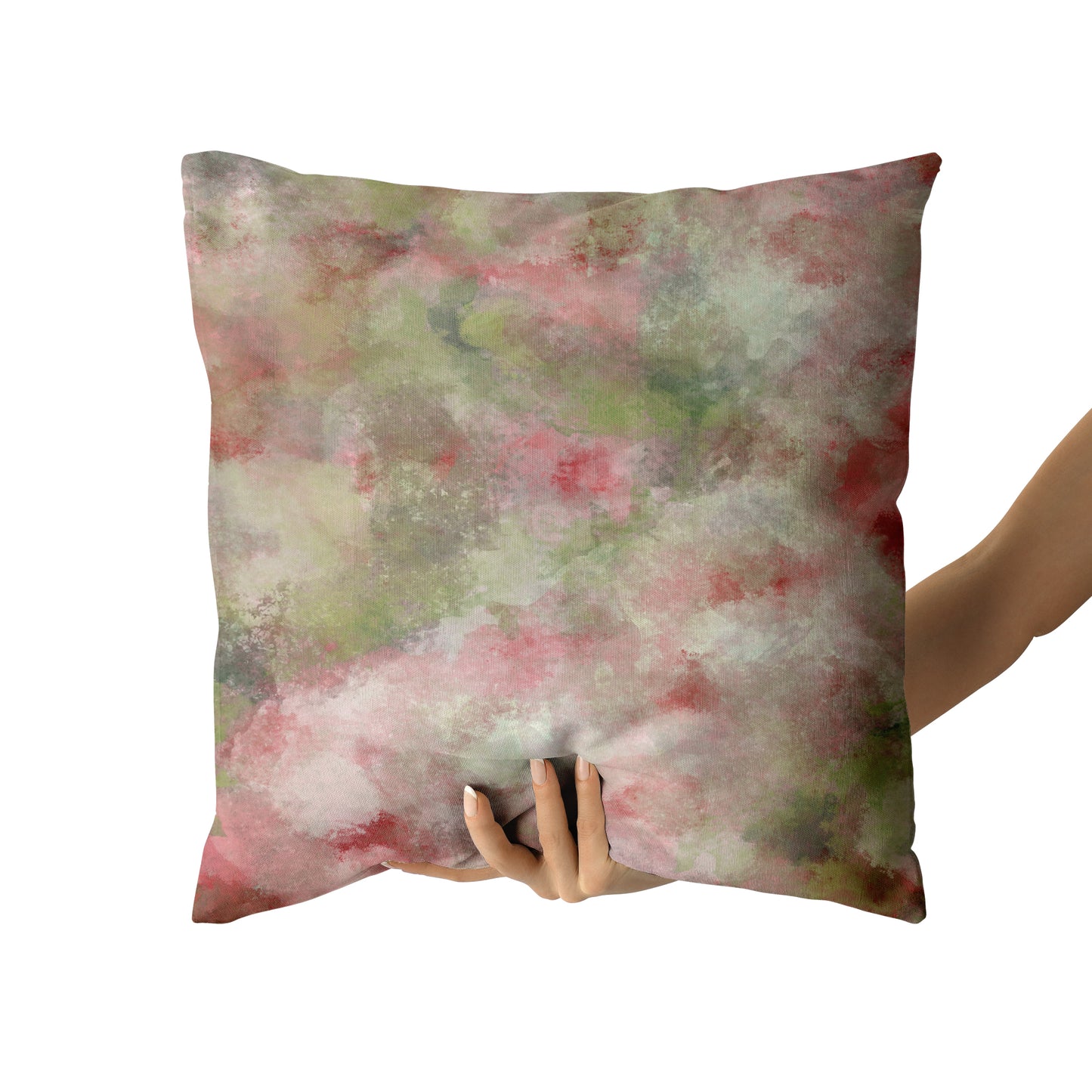 Rose Garden Forest Sage Green Pink Throw Pillow