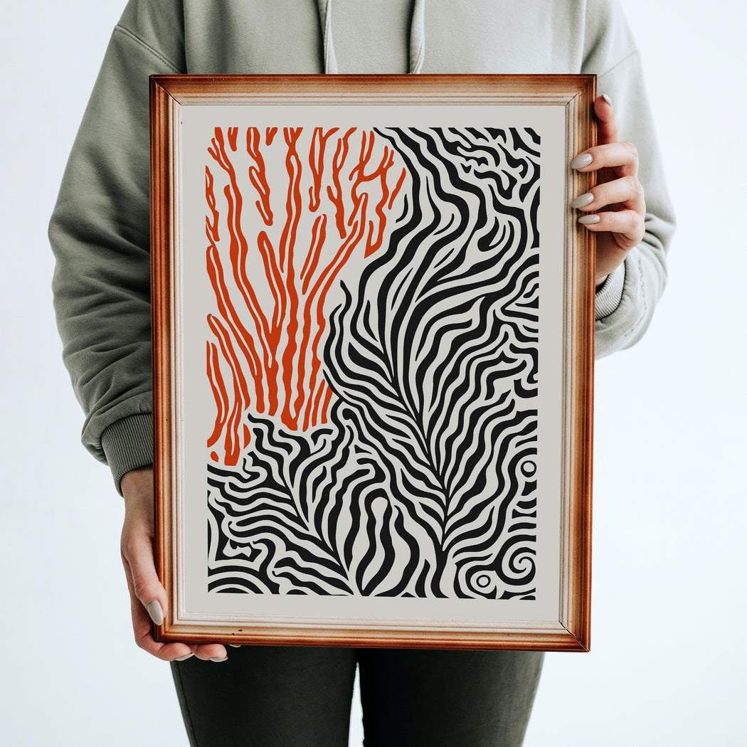 Coral Botanical Shapes Art Print
