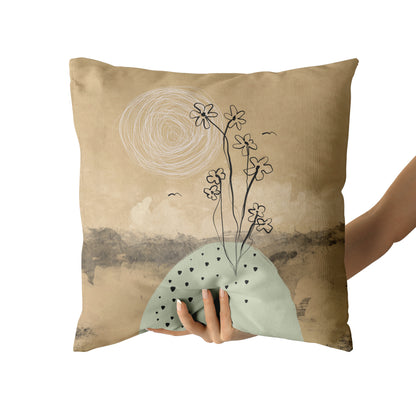 Throw Pillow with Hand painted Illustration