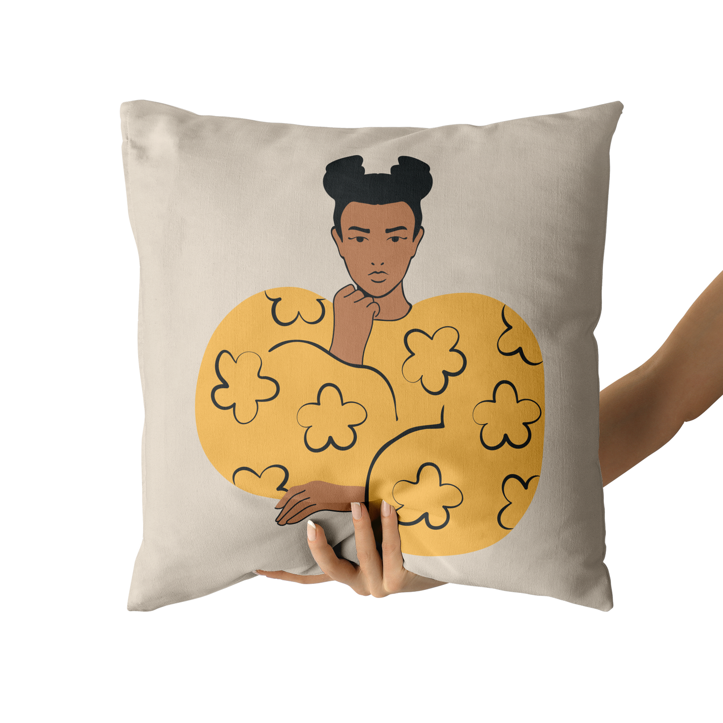 Daisy Girl Cute Yellow Throw Pillow