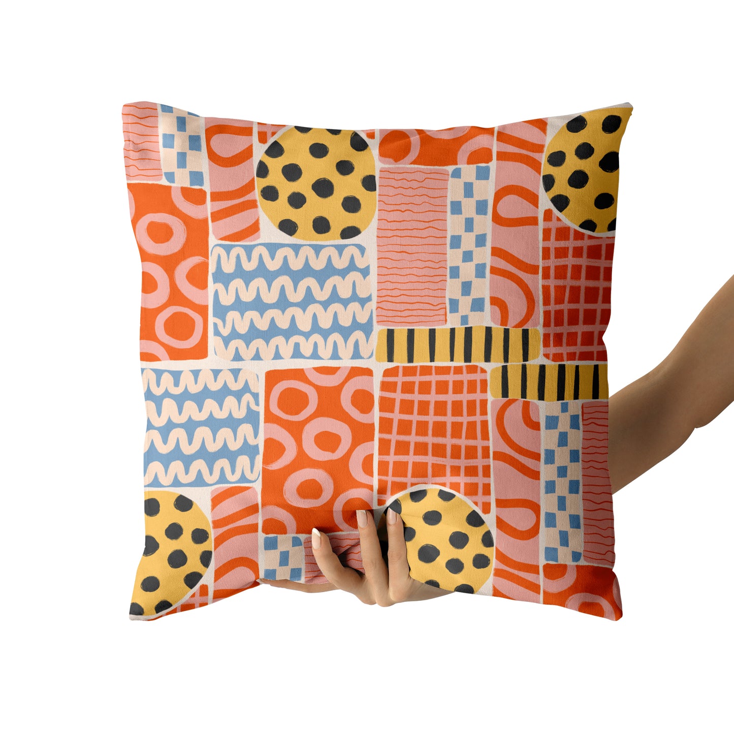 Colorful Retro Mid Century Modern Pattern Throw Pillow