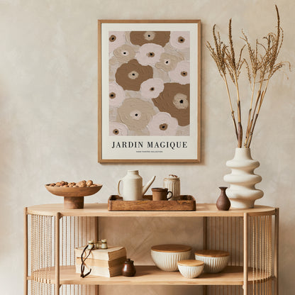 Beige Boho Jardin Magique Poster