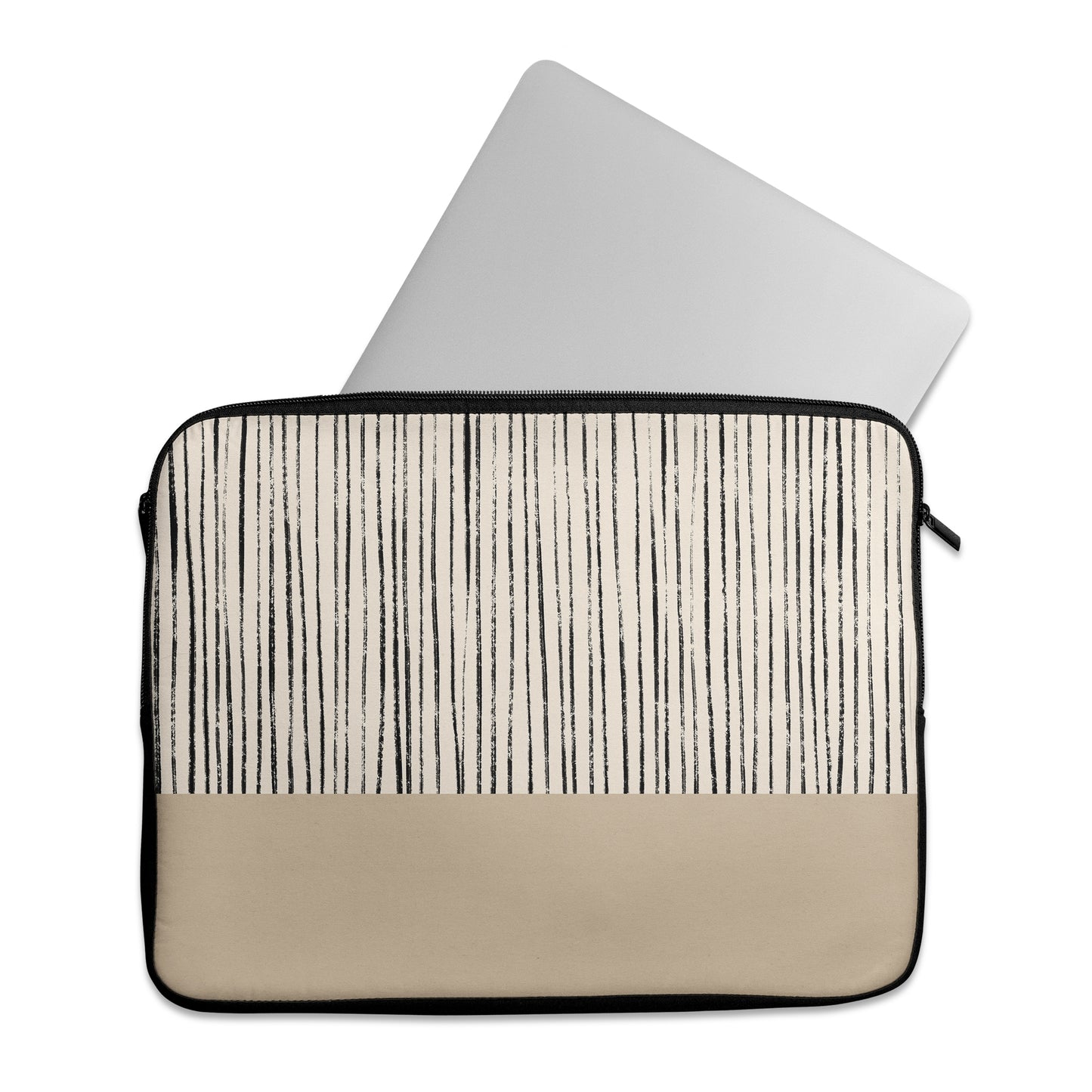 Beige Minimalist Striped Art - Laptop Sleeve