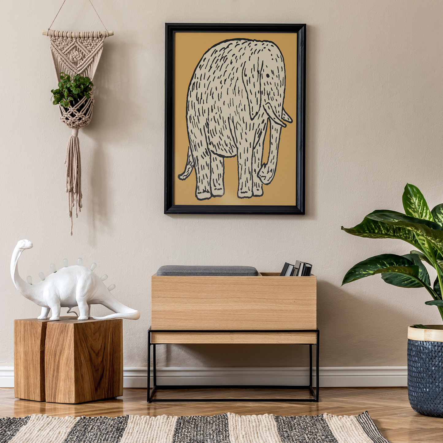 Yellow Cute Elephant Poster
