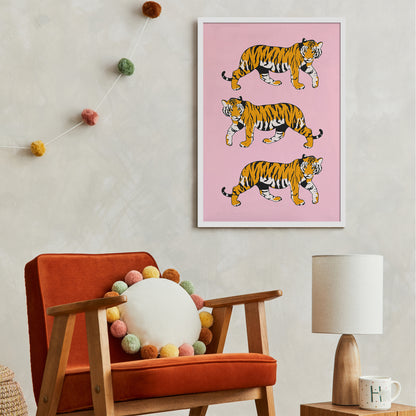 Tigers (Pink and Marigold) Poster