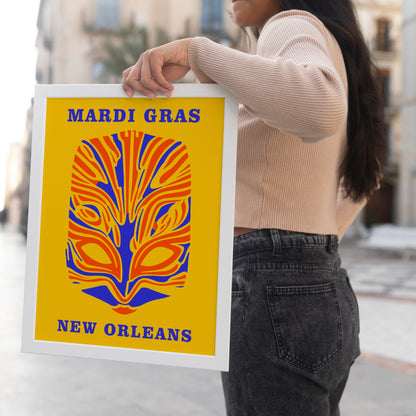 Mardi Gras New Orleans Yellow Poster