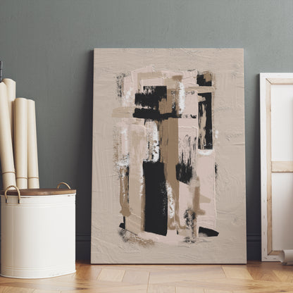 Painted Modern Abstract Beige Canvas Print