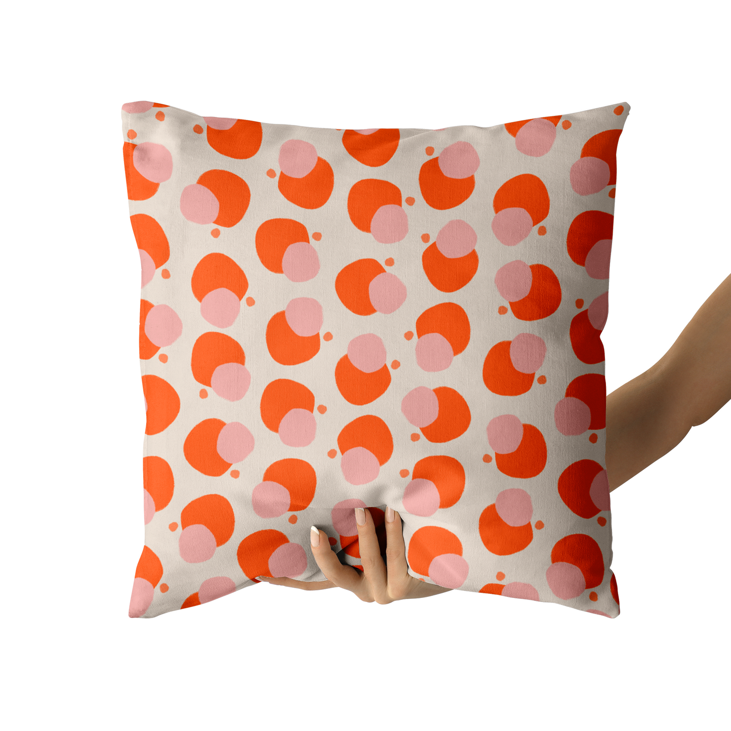 Beige Mid Century Modern Dots Throw Pillow