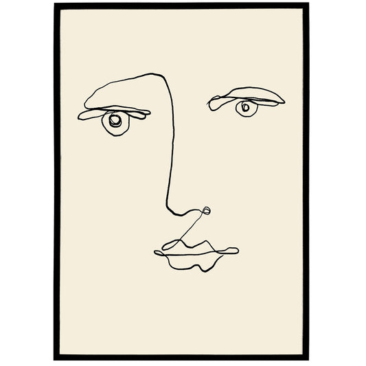 Line Art Face Drawing Print