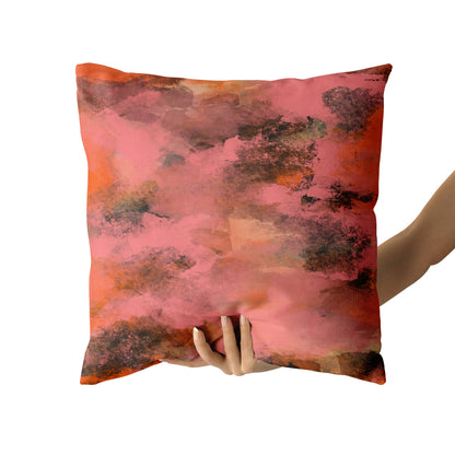 Pink and Orange Paintbrush Throw Pillow